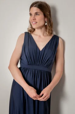 Blaues Brautjungfernkleid mit Rückenausschnitt |><noscript><img width=