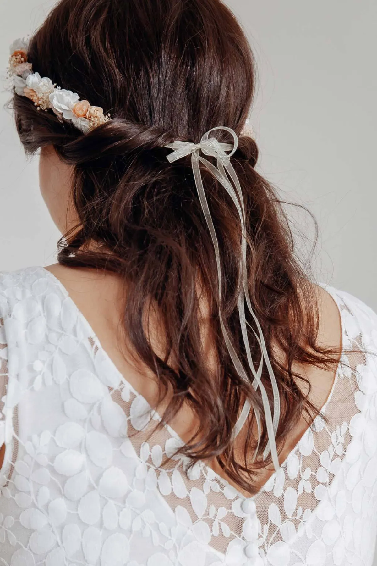 Blumenkranz im Vintage Stil mit Schleierkraut und Blüten in Rosé und Ivory>Esperanza Outlet