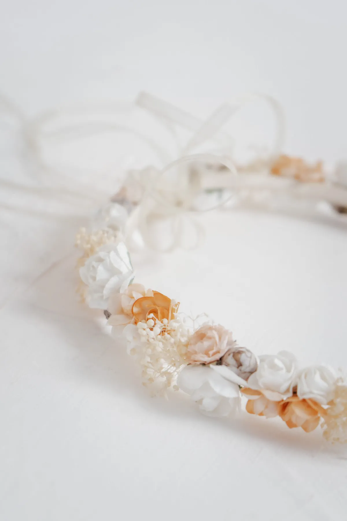 Blumenkranz im Vintage Stil mit Schleierkraut und Blüten in Rosé und Ivory>Esperanza Outlet