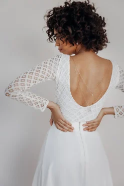 Braut Body mit Spitze, rückenfrei – Lou>noni