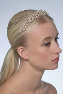 Braut Diadem mit rosafarbenen Perlen>Poirier Outlet