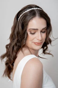 Braut Haarband in Ivory mit Strass und Perlen><noscript><img width=