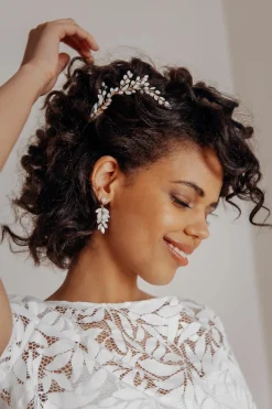 Braut Haarklammer, Haarschmuck mit Opalsteinen><noscript><img width=