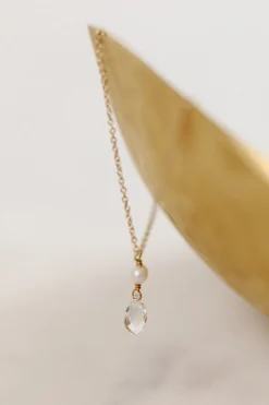 Braut Halskette mit Kristall-Tropfen und Süßwasserperle – Cupid>Juvelan Best