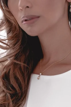 Braut Halskette mit Kristall-Tropfen und Süßwasserperle – Cupid><noscript><img width=