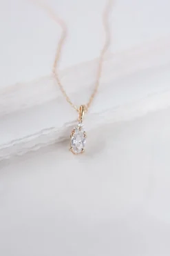 Braut Halskette mit ovalem Kristall-Anhänger – Dazzling Beauty><noscript><img width=