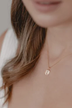 Braut Halskette mit Smaragdschliff-Kristall – Icon>Juvelan