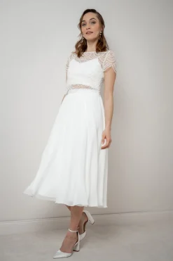 Braut Rock aus Chiffon in Midi-Länge – Mireya><noscript><img width=