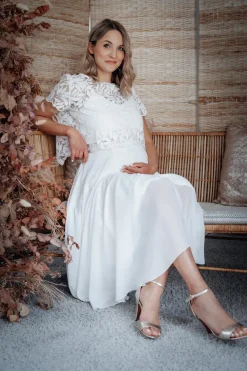 Braut Rock aus Chiffon in Midi-Länge – Mireya><noscript><img width=