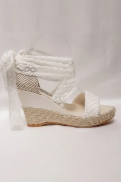 Braut Sandaletten, Wedges mit Bändern und Pünktchenmuster - Megan>BridalAmanecer Best