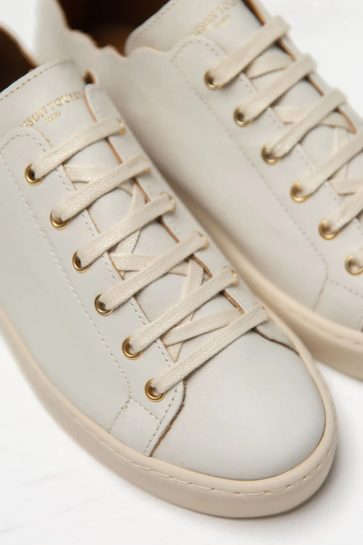 Braut Sneaker aus nachhaltigem Leder - Julie Beige>Maison Toufet