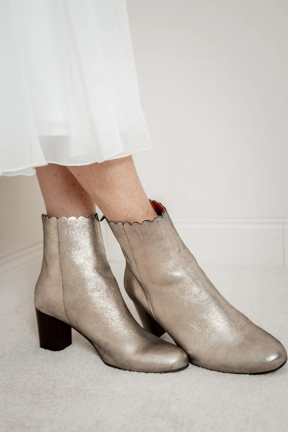 Braut Stiefelette aus Metallic-Leder - Giselle Gold>Maison Toufet Clearance