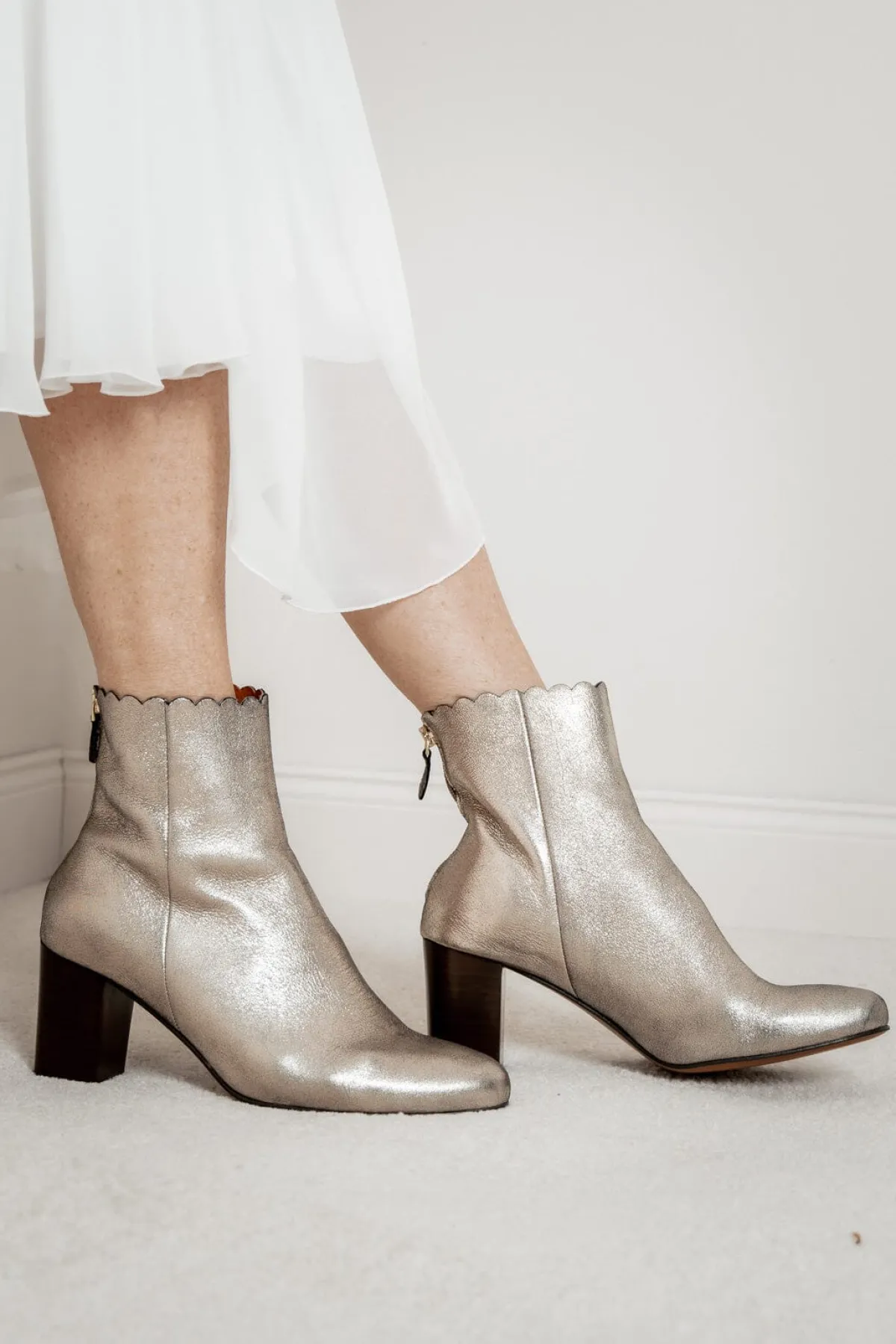 Braut Stiefelette aus Metallic-Leder - Giselle Gold>Maison Toufet Clearance