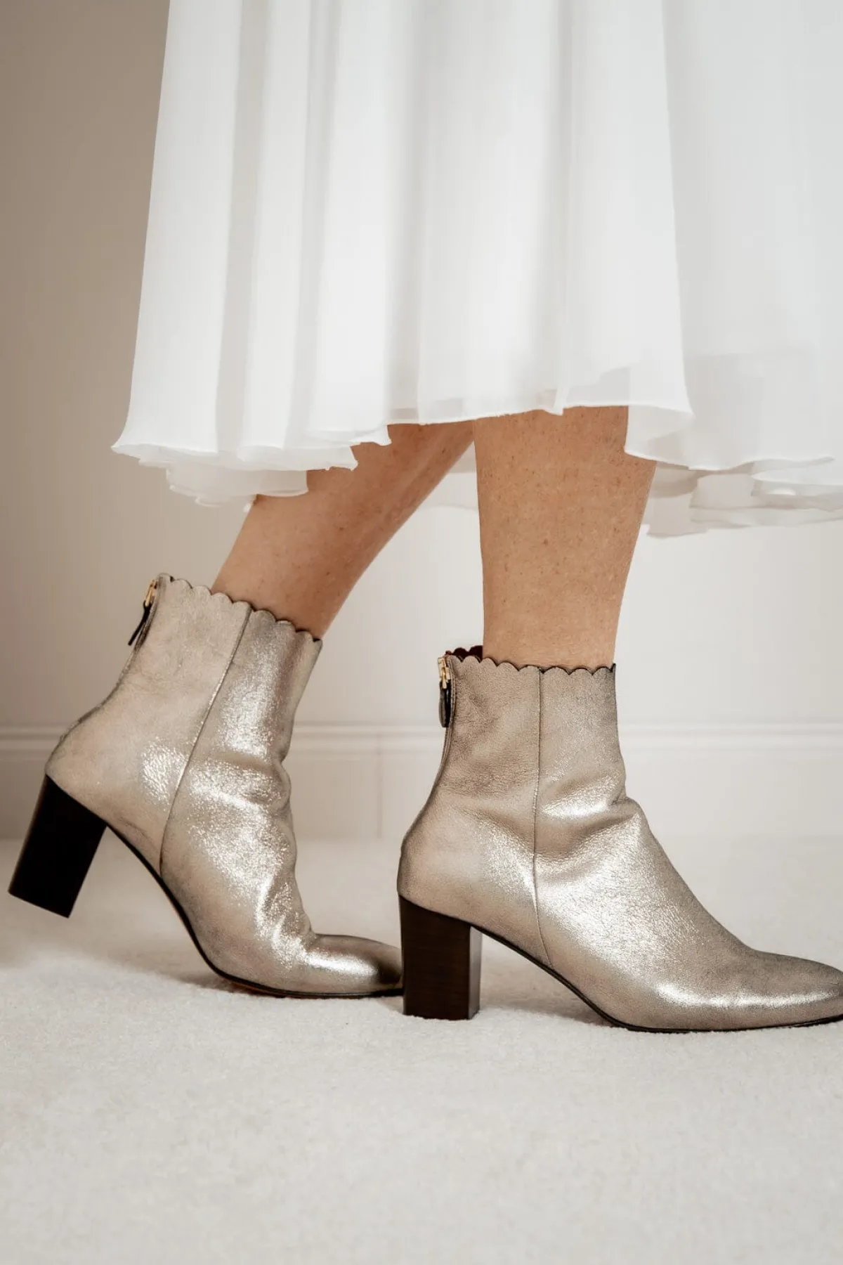 Braut Stiefelette aus Metallic-Leder - Giselle Gold>Maison Toufet Clearance