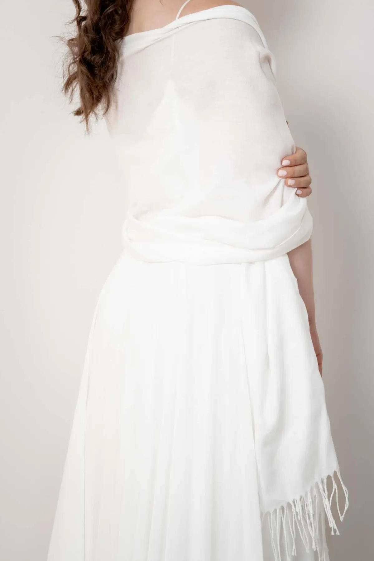 Braut Stola in Ivory mit Fransen>Weise Discount