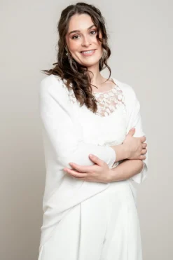 Braut Strickjacke aus Kaschmir mit weiten Ärmeln><noscript><img width=