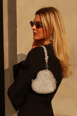 Braut Tasche in Herzform – Midi Heart Bag Crystal Silver |><noscript><img width=