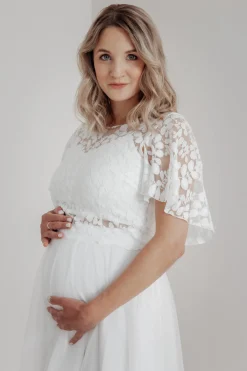 Braut Top aus Botanikspitze mit weiten Flügelärmeln – Lucy><noscript><img width=