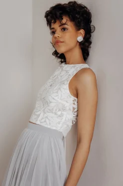 Braut Top mit Blätter-Muster und Rückenausschnitt – Emilia><noscript><img width=