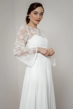 Braut Top mit Trompetenärmeln – Safi>noni