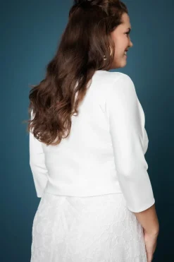 Braut Top mit V-Ausschnitt und Dreiviertelärmeln – Sheyla Curvy><noscript><img width=