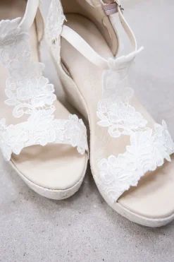 Braut Wedges, Sandalette mit Blumenspitze - Viena><noscript><img width=