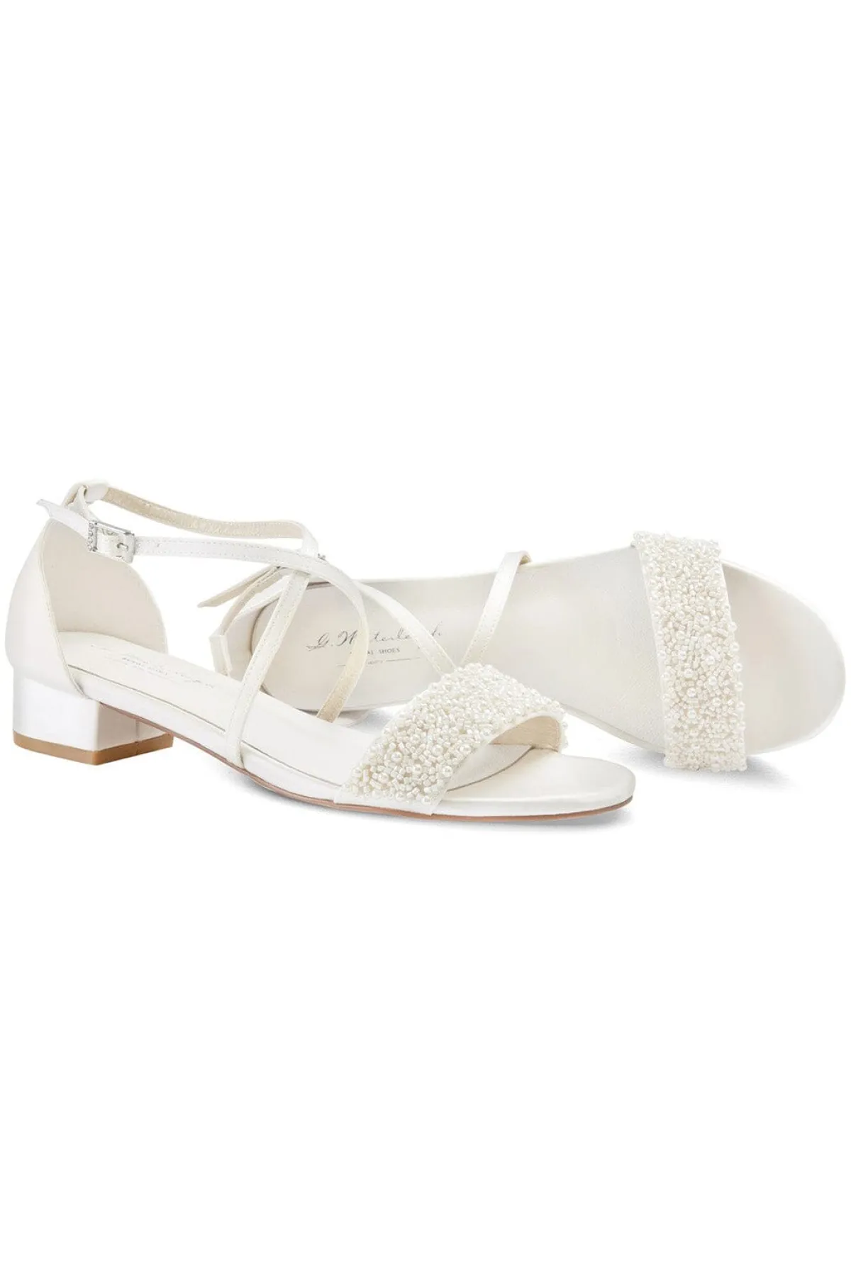Brautsandale mit Perlen – Layla Ivory Satin | G.Westerleigh>G. Westerleigh New