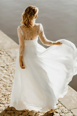 Chiffon-Braut Rock in Bodenlänge – Isla>noni Online