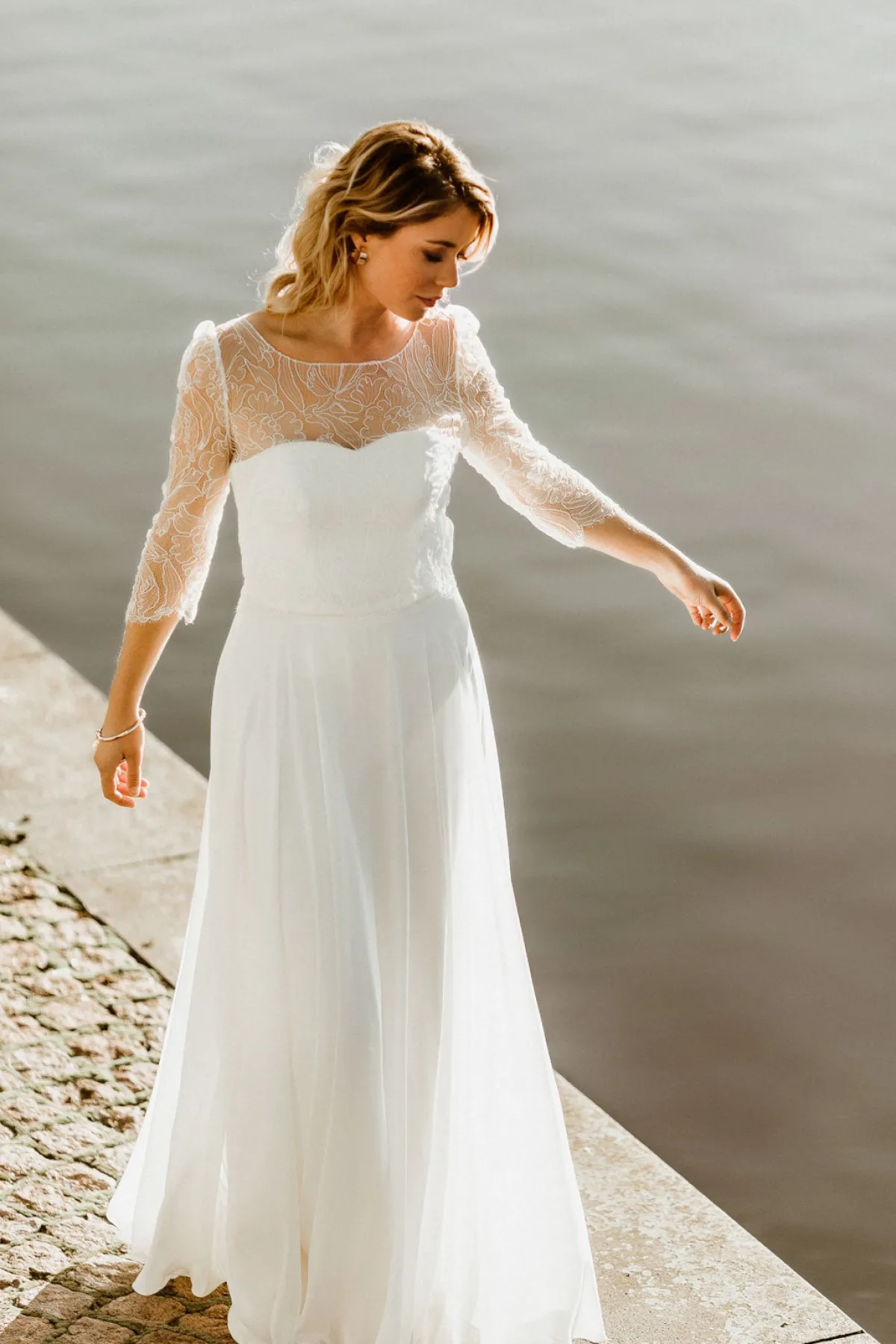 Chiffon-Braut Rock in Bodenlänge – Isla>noni Online