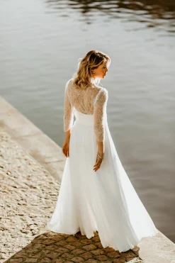 Chiffon-Braut Rock in Bodenlänge – Isla><noscript><img width=