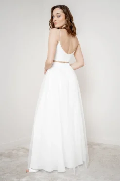 Crop Top für die Braut mit dünnen Trägern in Ivory – Corie crop>noni New