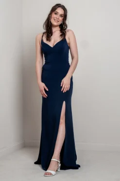 Dunkelblaues Abendkleid mit Rückenschnürung | >Glam & Grace Sale