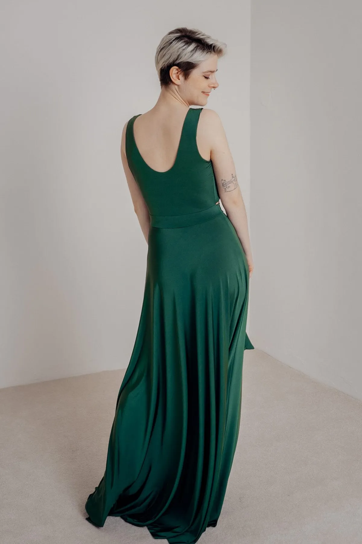 Dunkelgrünes Brautjungfernkleid – Reverse Gown Forest Green>twobirds Outlet