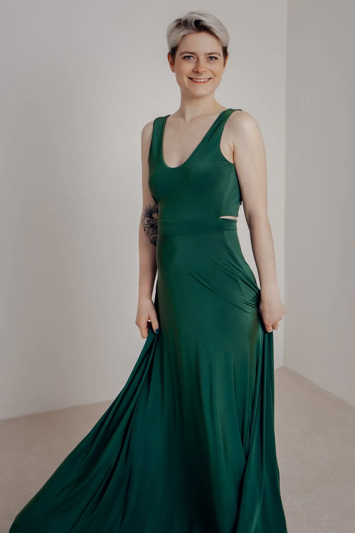 Dunkelgrünes Brautjungfernkleid – Reverse Gown Forest Green>twobirds Outlet