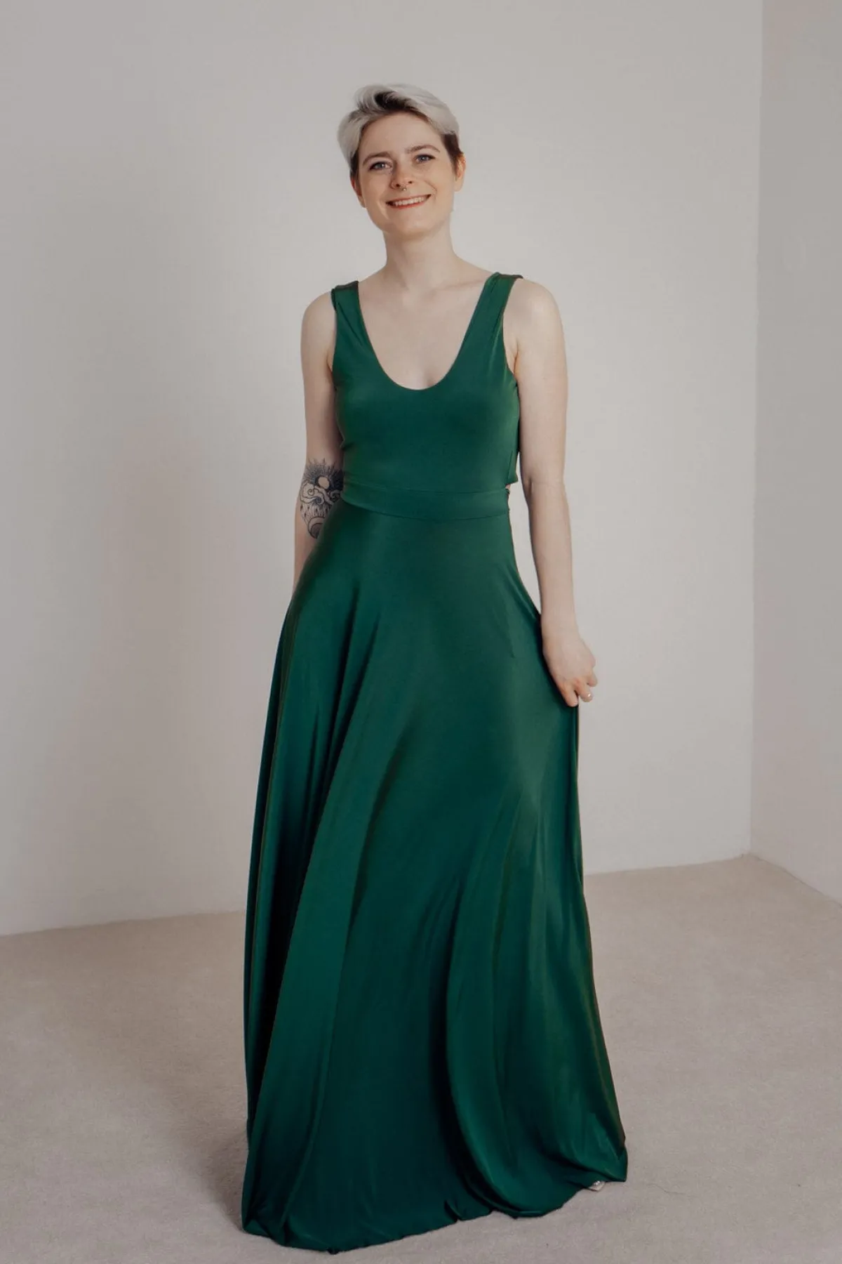 Dunkelgrünes Brautjungfernkleid – Reverse Gown Forest Green>twobirds Outlet