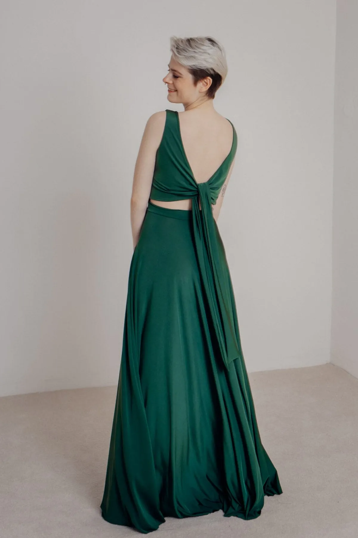 Dunkelgrünes Brautjungfernkleid – Reverse Gown Forest Green>twobirds Outlet