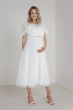 Elastischer Midi-Braut Rock in Ivory – Mailenn Eco>noni Outlet