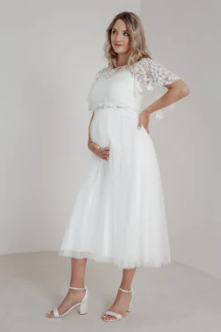 Elastischer Midi-Braut Rock in Ivory – Mailenn Eco>noni Outlet