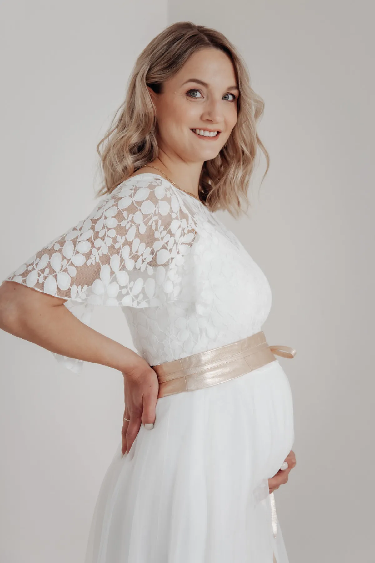 Elastischer Midi-Braut Rock in Ivory – Mailenn Eco>noni Outlet