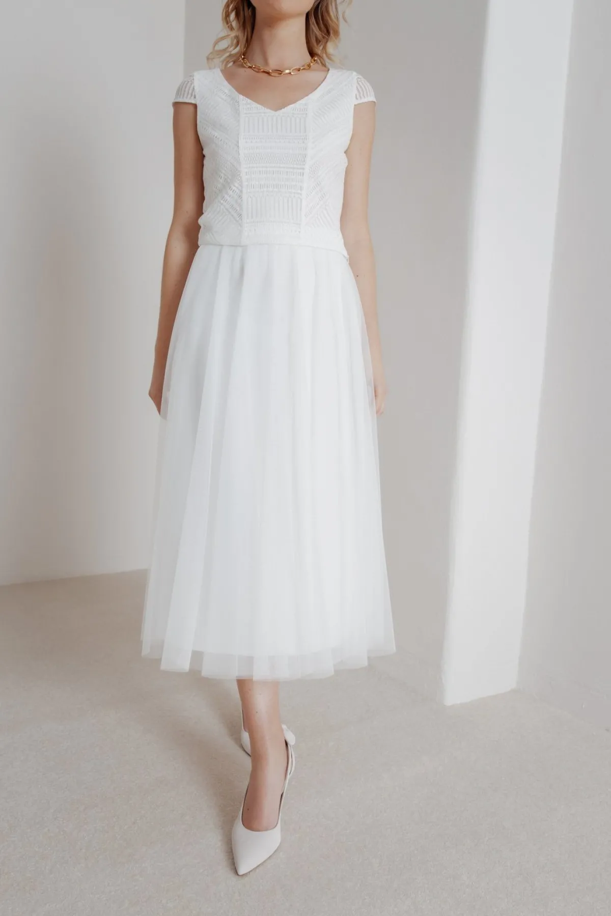 Elastischer Midi-Braut Rock in Ivory – Mailenn Eco>noni Outlet