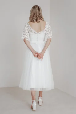 Elastischer Midi-Braut Rock in Ivory – Mailenn Eco><noscript><img width=