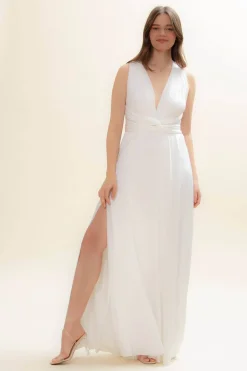 Elastisches Unterziehtop – Long Jersey Bandeau Ivory><noscript><img width=