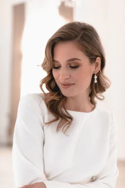 Elegante Braut Ohrringe mit Perlen Anhänger - Love Match>Juvelan Online