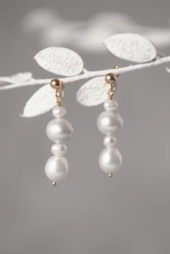 Elegante Braut Ohrringe mit Perlen Anhänger - Love Match><noscript><img width=