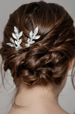 2-er Set silberfarbene Haarnadeln mit Verzierungen>Fräulein Maya Clearance