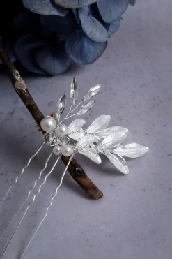 2-er Set silberfarbene Haarnadeln mit Verzierungen><noscript><img width=