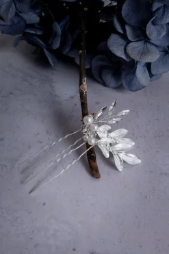 2-er Set silberfarbene Haarnadeln mit Verzierungen><noscript><img width=