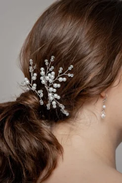 2-er Set silberfarbene Haarnadeln mit Perlen><noscript><img width=