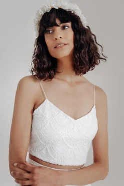 Extra kurzes Braut Top aus Vintage-Spitze – Niah Cropped><noscript><img width=