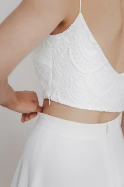 Extra kurzes Braut Top aus Vintage-Spitze – Niah Cropped><noscript><img width=